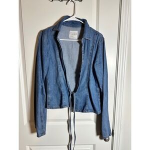 Primark Denim Co. Blue Jean Jacket Tie Front Long Sleeve Women